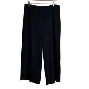 WHITE HOUSE BLACK MARKET Wide Leg Crop Pants Black Button Detail Size 10